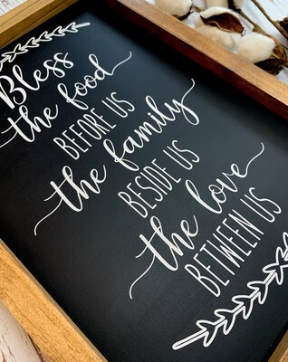 Bless This Food Sign | Framed Dining Room Sign | Rustic Home Decor | Farmhouse Sign - image2